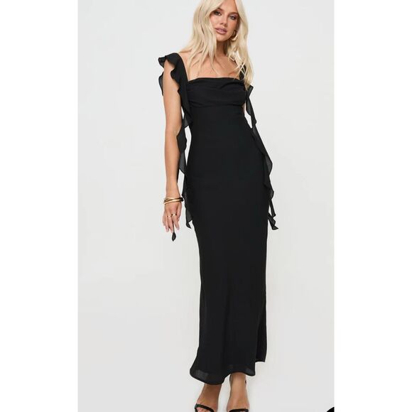 Princess Polly Dresses & Skirts - Princess Polly LANAI MAXI DRESS BLACK Size 4 Nwot